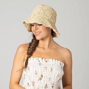 San Diego Hat Company Crochet Adjustable Bucket Hat - Natural - OS